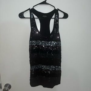 black sequin tank top